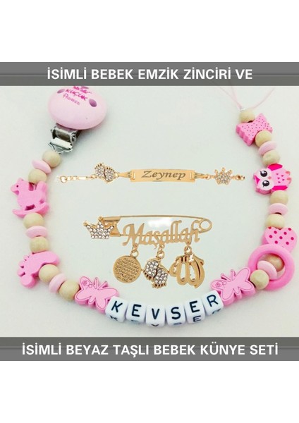 Isimli Bebek Emzik Zinciri ve Isimli Bebek Künye Seti BEZYI660