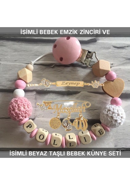 Isimli Bebek Emzik Zinciri ve Isimli Bebek Künye Seti BEZYI712