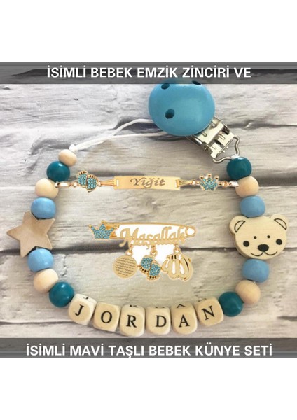 Isimli Bebek Emzik Zinciri ve Isimli Bebek Künye Seti BEZYI767