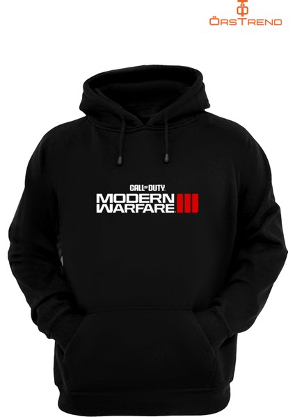 Call Of Duty Modern Warfare 3 Baskılı 3 Iplik Unisex Siyah Kapişonlu Sweatshirt