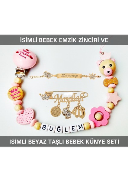 Isimli Bebek Emzik Zinciri ve Isimli Bebek Künye Seti BEZYI664