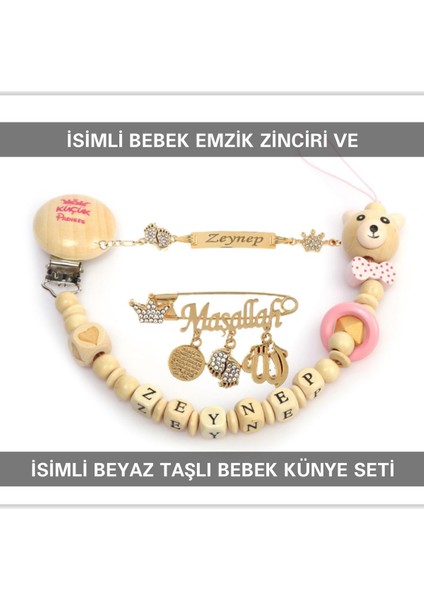 Sahi Aksesuar Isimli Bebek Emzik Zinciri ve Isimli Bebek Künye Seti BEZYI684