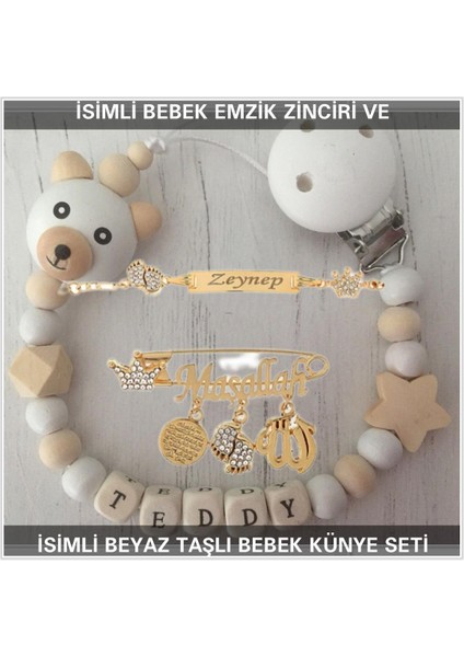 Isimli Bebek Emzik Zinciri ve Isimli Bebek Künye Seti BEZYI704