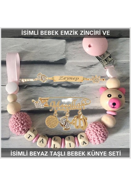 Isimli Bebek Emzik Zinciri ve Isimli Bebek Künye Seti BEZYI731