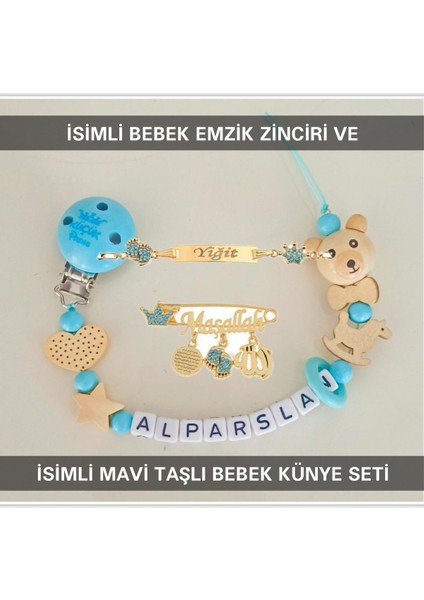 Isimli Bebek Emzik Zinciri ve Isimli Bebek Künye Seti BEZYI778