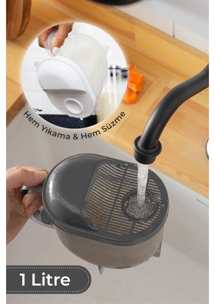 Antrasit Yıkama Süzme ve Ölçülü Süzgeç 1 lt