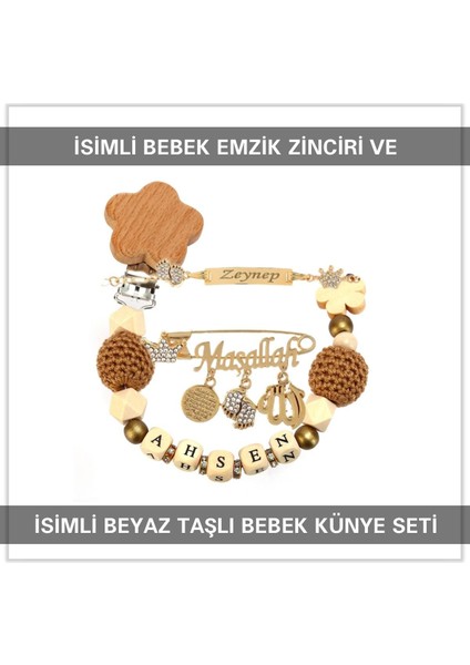 Isimli Bebek Emzik Zinciri ve Isimli Bebek Künye Seti BEZYI701