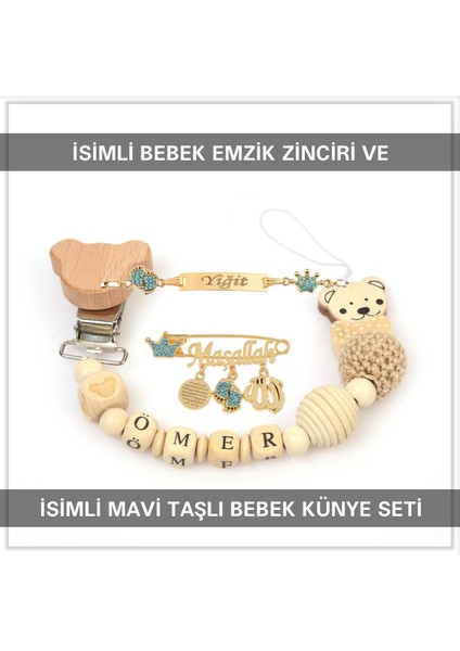 Isimli Bebek Emzik Zinciri ve Isimli Bebek Künye Seti BEZYI758
