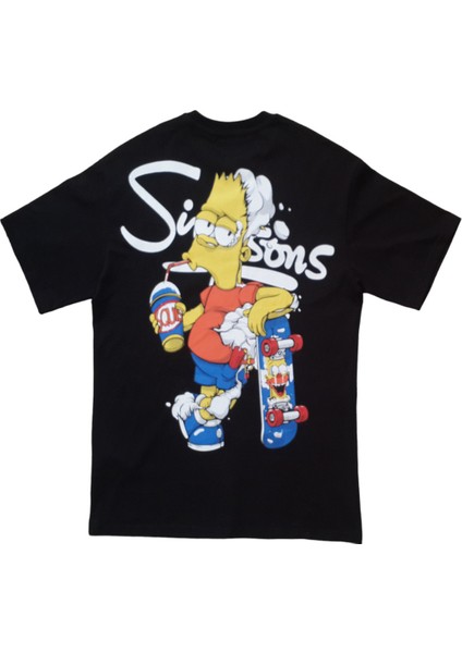 Erkek Yuvarlak Yakalı Baskılı Kısa Kollu Siyah Tişört Ety-Sms indirimleri