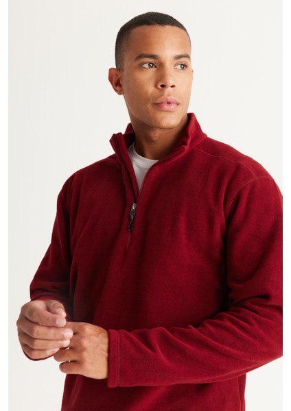 AC&Co / Altınyıldız Classics Erkek Bordo Anti-pilling Tüylenme Yapmayan Isı Koruyan Standart Fit Dik Yaka Polar Sweatshirt