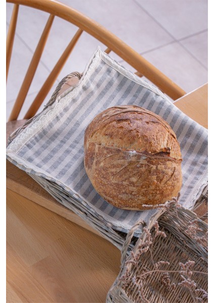 Gri Keten Dantelli 35x35 cm 4 Adet Servis Peçete