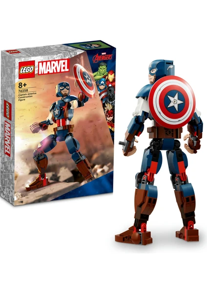 LEGO® Marvel Kaptan Amerika Yapım Figürü 76258 - Süper Kahraman Seven 8 Yaş ve Üzeri Çocuklar için Tam Eklemli Süper Kahraman Yaratıcı Oyuncak Yapım Seti (310 Parça)