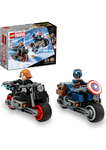 LEGO® Marvel Black Widow ve Kaptan Amerika Motosikletleri 76260 - Süper Kahraman Seven 6 Yaş ve Üzeri Çocuklar için Motosikletli Yaratıcı Oyuncak Yapım Seti (130 Parça)