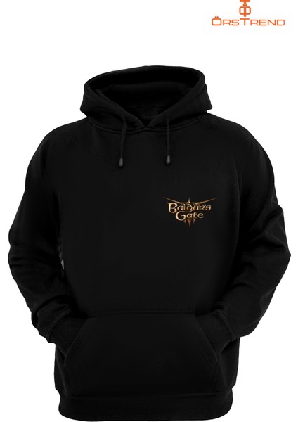 Baldur's Gate 3 Baskılı 3 Iplik Unisex Siyah Kapişonlu Sweatshirt