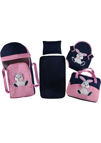 5 Parça Bebek Taşıma ve Bakım Seti Tavşan Temalı