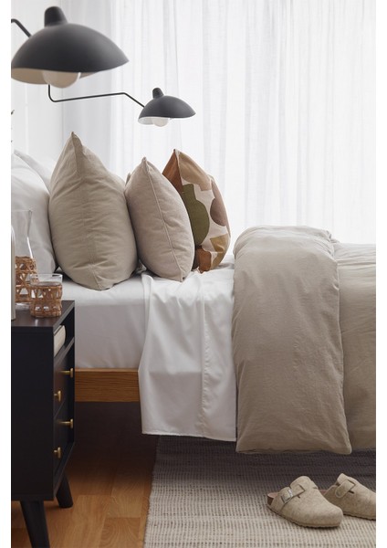 Pamuk Keten Yıkanmış Gri Renk Tek Kişilik Nevresim Yastık Seti 160x220 cm fiyatları