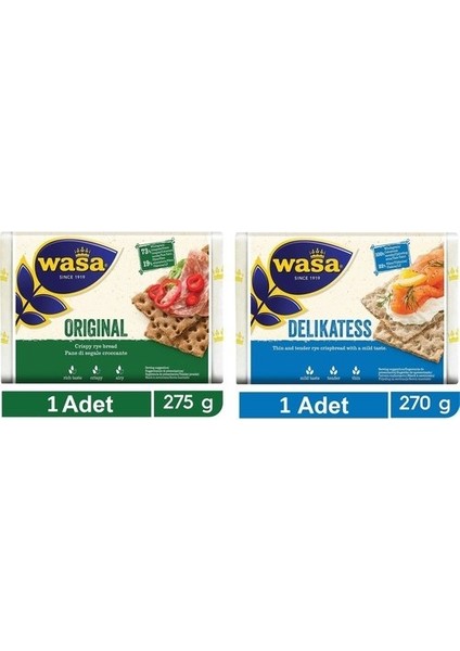 2'li Ekmek Seti Delikatess Ekmek 270 gr + Original Sade Gevrek Ekmek 275 gr