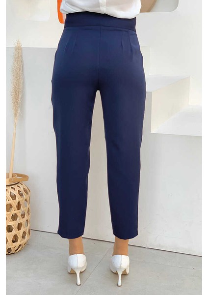 Fermuarlı Cep Detaylı Kalem Pantolon 0201 Lacivert