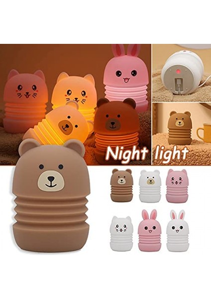 Karikatür Gece Lambas?, Sevimli Hayvan ?ekilli Yumu?ak Silikon Lamba Geri ?ekilebilir Ba?ucu Lambas? USB ?arj Edilebilir Musluk/mikser Masa Lambas? ?ocuklar K?zlar ?ocuklar I?in Pe (Yurt Dışından) modelleri