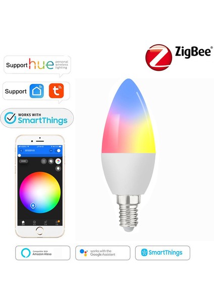 Akıllı Mumluk LED Ampul, E12 Wifi-Bluetooth Avize Ampul, Alexa Google Home ile Uyumlu, Ayarlanabilir Beyaz 2700K-6500K ve Rgb Mum Ampul, Müzik Senkronizasyonu 5W = 45W 400LM 2 Adet (Yurt Dışından)