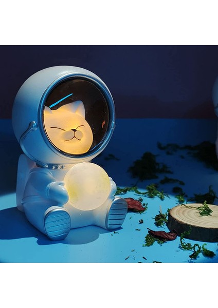 Astronot Hayvan Gece Lambası Sevimli Spaceman LED Işık Yaratıcı USB Pet Astronot Lamba Pet Ay Spaceman Masa Lambası Çocuklar Için Dekorasyon Işık (Kedi) (Yurt Dışından)