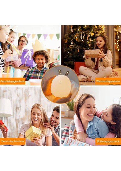 Adorable Kids Gece Lambas?, Tav?an Kulaklar?, Ta??nabilir LED Bebek Gece Lambas?, USB ?arj Edilebilir, Yumu?ak Silikon I??k, ?ocuk Odas? Ba?ucu Masas?, Tatl? Oda Dekoru Hediye(Beya (Yurt Dışından)
