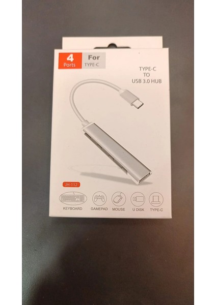 Type-C Grişli USB Çoklayıcı, JH-112 Type-C - 4 USB Girişli USB Çoğaltıcı, USB Hub USB 3.0 4-Port Hub