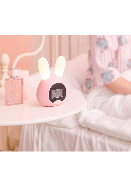 ---- LED Zamanlama Çalar Saat, Akıllı Sensör Tavşan Gece Lambası, Yatak Odası Yurdu Için Şarj Edilen Sessiz Çalar Saat, Pembe ---- 46464 (Yurt Dışından)