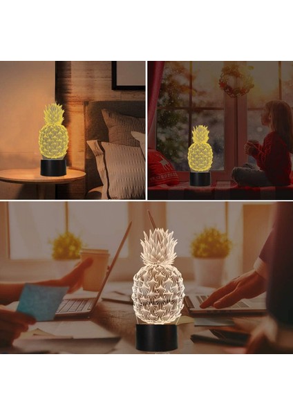Ananas Gece Lambası 3D Optik Illusion Lamba Dokunmatik Anahtarı 7 Renk Değişen Aydınlatma Tatil Noel Doğum Günü Ananas Bebek Erkek Kız Için Hediyeler (Yurt Dışından)
