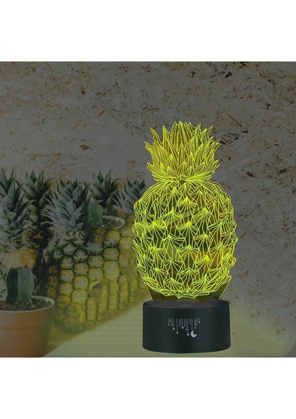Ananas Gece Lambası 3D Optik Illusion Lamba Dokunmatik Anahtarı 7 Renk Değişen Aydınlatma Tatil Noel Doğum Günü Ananas Bebek Erkek Kız Için Hediyeler (Yurt Dışından)