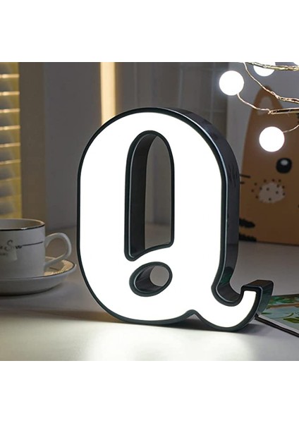 LED Marquee Harf Işıkları-Dıy Marquee Işıklar Harf Tabelaları 26 Alfabe Tabelaları Düğün, Doğum Günü, Parti, Bar Dekorasyonu (Harf Q) (Yurt Dışından)