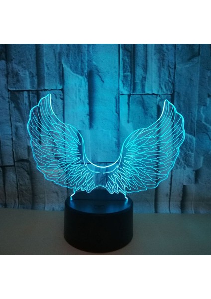 3D Melek Kanat Gece Işığı Lambası Illusion Gece Lambası 7 Renk Değiştirme Dokunmatik Anahtarı Masa Danışma Dekorasyon Lambaları Akrilik Düz ile Hediye (Stil 2) (Yurt Dışından)