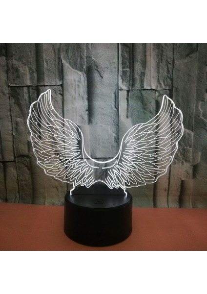 3D Melek Kanat Gece Işığı Lambası Illusion Gece Lambası 7 Renk Değiştirme Dokunmatik Anahtarı Masa Danışma Dekorasyon Lambaları Akrilik Düz ile Hediye (Stil 2) (Yurt Dışından) fırsatları