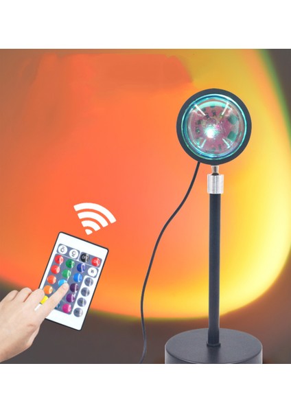 Günbatımı Lambası Projeksiyon LED Işıklar Uzaktan 16 Renk Gece Lambası 360 ° Dönme Gökkuşağı Işıkları Parti / Ev / Oturma Odası / Yatak Odası Dekoru (Yurt Dışından)