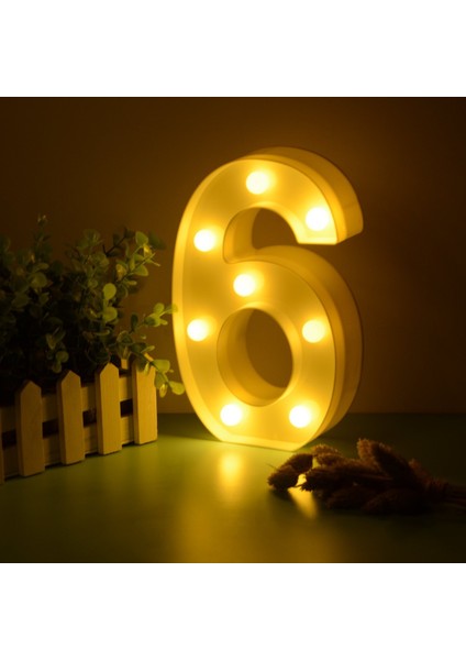 Gece Lambası Düğün Doğum Günü Partisi Noel Ev Dekorasyon Numarası Lambası (Numara 6) Için LED Işık Numarası Mektup Burcu (Yurt Dışından) fiyatları