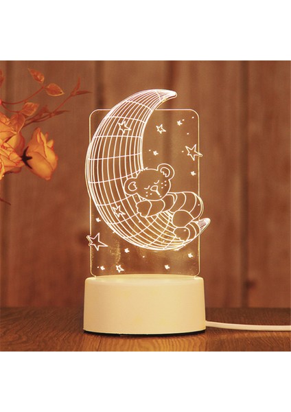 3D LED Gece Lambası Akrilik Ay Lambası Uzaktan Kumanda 3D Illusion Lamba Sevgililer Günü Ev Dekorasyon Işık - Stil E (Yurt Dışından)