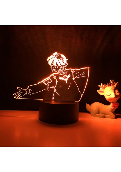 3D LED Gece Işıkları Anime Karakterler 3D Illusion Lamba Çocuk Odası Dekoratif Işıklar --- Desen Q (Siyah Koltuk) (Yurt Dışından)