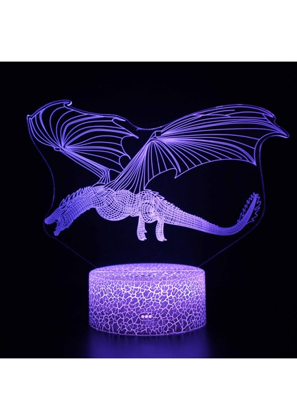 Uzaktan Dokunmatik Kontrollü Dragon Gece Işığı 16 Renk 4 Yanıp Sönme Modu ve Parlaklık Ayarlı USB Pillerle Çalışır - Dragon B (Yurt Dışından)