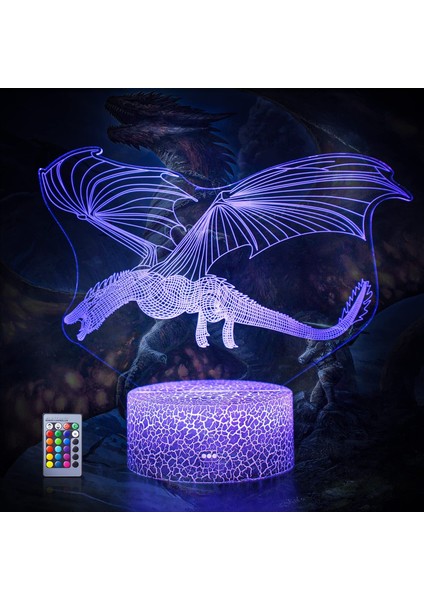Uzaktan Dokunmatik Kontrollü Dragon Gece Işığı 16 Renk 4 Yanıp Sönme Modu ve Parlaklık Ayarlı USB Pillerle Çalışır - Dragon B (Yurt Dışından)