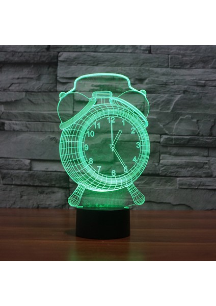 Çalar Saat Soyut 3D Optik Illüzyon Modeli Görsel Gece Lambası 7 Renk Değişimi Dokunmatik Uzaktan Anahtar Odası Dekor Masa Lambası Tatil Doğum Günü Hediyesi Için (Yurt Dışından)