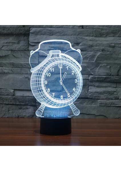 Çalar Saat Soyut 3D Optik Illüzyon Modeli Görsel Gece Lambası 7 Renk Değişimi Dokunmatik Uzaktan Anahtar Odası Dekor Masa Lambası Tatil Doğum Günü Hediyesi Için (Yurt Dışından)