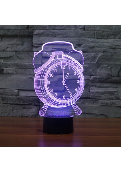 Çalar Saat Soyut 3D Optik Illüzyon Modeli Görsel Gece Lambası 7 Renk Değişimi Dokunmatik Uzaktan Anahtar Odası Dekor Masa Lambası Tatil Doğum Günü Hediyesi Için (Yurt Dışından)