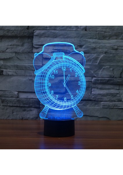 Çalar Saat Soyut 3D Optik Illüzyon Modeli Görsel Gece Lambası 7 Renk Değişimi Dokunmatik Uzaktan Anahtar Odası Dekor Masa Lambası Tatil Doğum Günü Hediyesi Için (Yurt Dışından)
