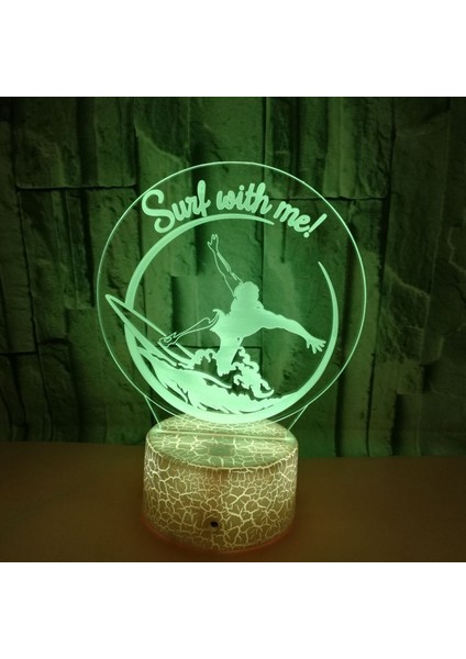 3D Sörf Gece Lambası 16 Renk Değiştirme Uzaktan Kumanda Dokunmatik Anahtarı Dekor Optik Illusion Lamba LED Masa Masa Lambası Çocuk Noel Doğum Günü Hediyesi (Stil Q) (Yurt Dışından) fiyatları