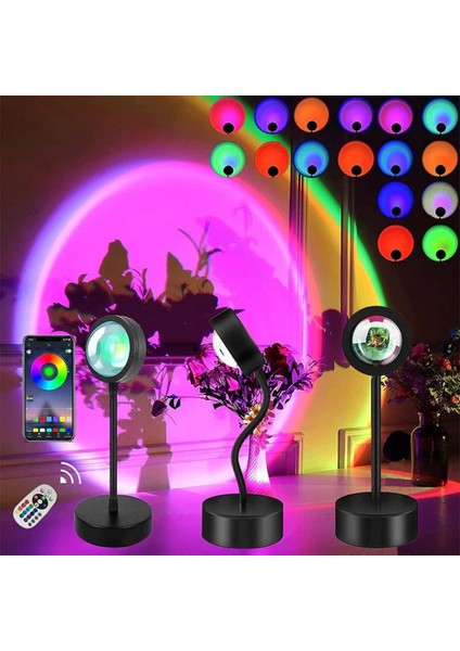 Oda Için Gün Batımı Lamba Projektörü Uzaktan Kumandalı LED Gün Batımı Projeksiyonu Gece Lambası 16 Renk Selfie / Ev / Oturma Odası / Yatak Odası Dekoru Romantik Görsel Gün Batımı P (Yurt Dışından)