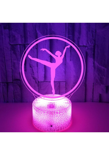 Balerin Gece Lambası Dokunmatik Uzaktan Kumanda ile Renkli 3D Işık Masa Lambası 3D LED Illusion Işık --- Çatlak Koltuk (Yurt Dışından)