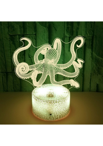 Optik Illusion 3D Kalamar Gece Lambası 16 Renk Değiştirme Uzaktan Kumanda Dokunmatik Anahtarı LED Masa Lambası --- Çatlak Koltuk (Yurt Dışından)