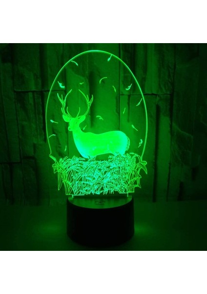 Geyik Akrilik 3D Gece Işıkları USB LED Masa Lambası Ev 3D Sanat Lambası 7 Renk Değişen Yatak Odası Dekoru Gece Lambası Hediyeler (Yurt Dışından)