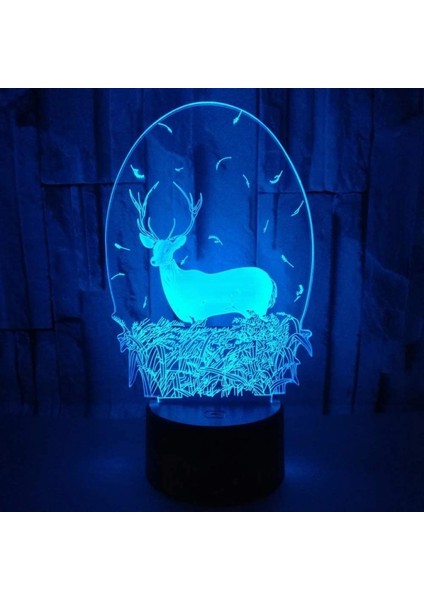 Geyik Akrilik 3D Gece Işıkları USB LED Masa Lambası Ev 3D Sanat Lambası 7 Renk Değişen Yatak Odası Dekoru Gece Lambası Hediyeler (Yurt Dışından) modelleri