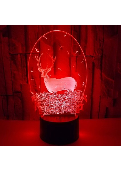 Geyik Akrilik 3D Gece Işıkları USB LED Masa Lambası Ev 3D Sanat Lambası 7 Renk Değişen Yatak Odası Dekoru Gece Lambası Hediyeler (Yurt Dışından) fırsatları